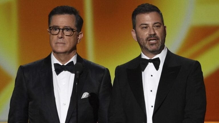 Colbert tells Kimmel he doesn't miss late night, compares news to 'a cup of poison every day'