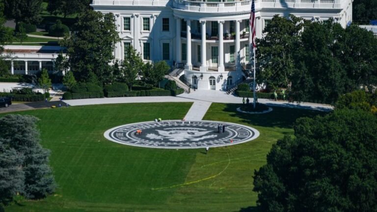 Trump inaudible at helipad ribbon cutting amid press pool fight 