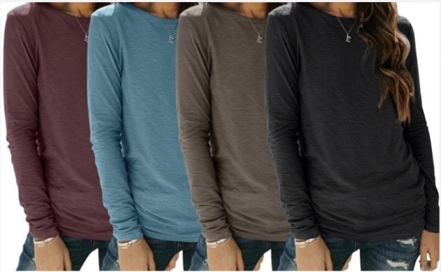 Women’s Long Sleeve Crewneck Shirt only $4.19 {Over 8K Five Star Reviews!}
