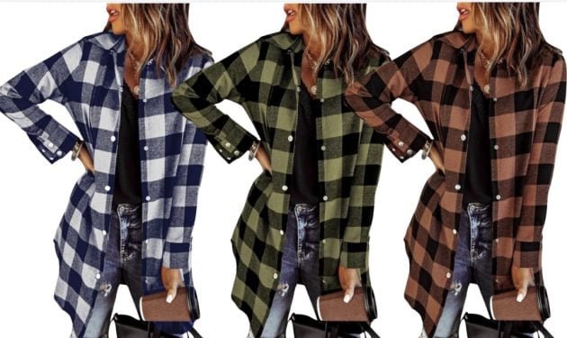 Women’s Flannel Shacket as low as $13.49!