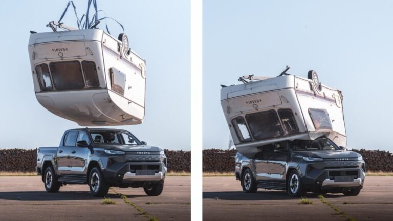 Toyota Crushed The Hilux BEV With A Caravan Because Internet Nostalgia Demanded It