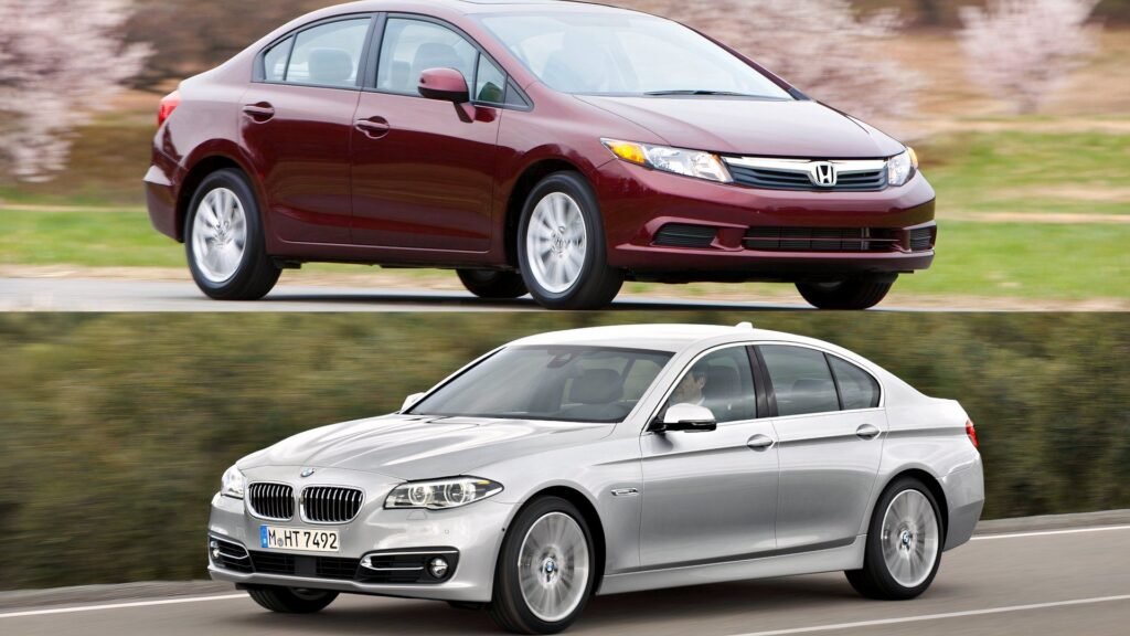 Financial Sanity Vs. 445 HP: A Sensible Honda Civic And A Twin-Turbo BMW 5 Series Both Cost $7,500